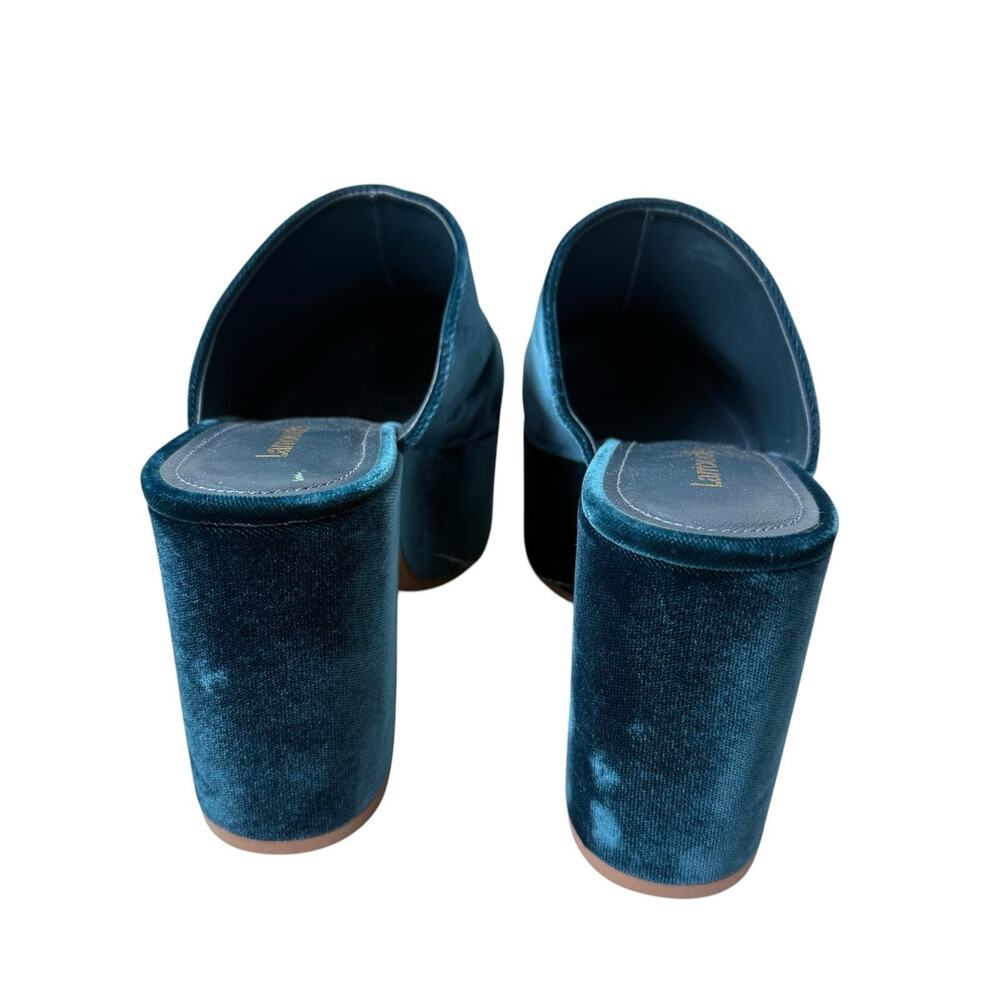 Larroude Shoes Womens 6.5 Green Miso Velvet Clog Heels Platform Retro Glam - Picture 6 of 10